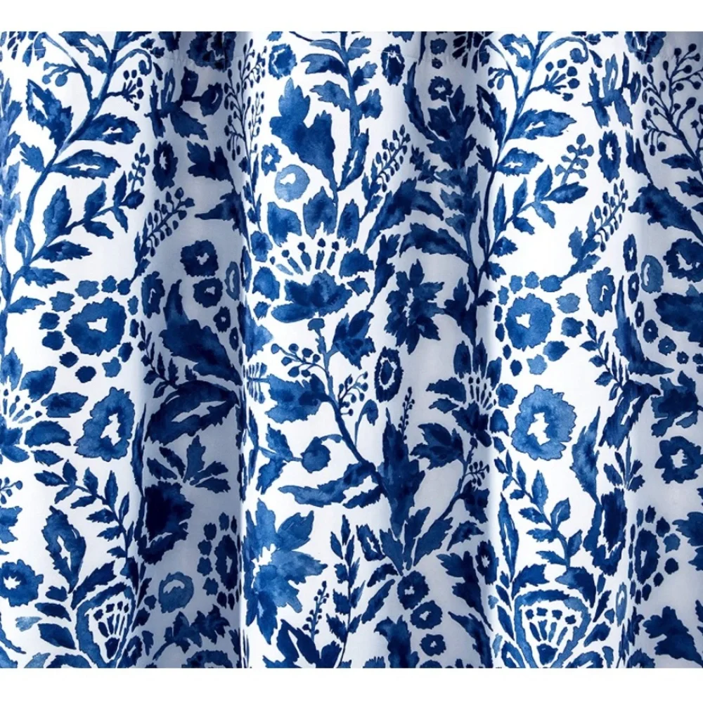 Luxury Home | Elegant Chic Blueberry Watercolor Floral Print Window Valence